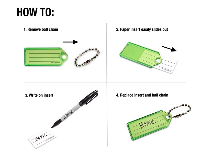 Lucky Line Key Tag with Ball Chain, Pack of 50, Assorted Colors (10175), 2-1/4" x 15/16" - Image 3